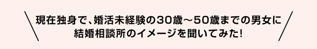 現在独身で、婚活未経験の30歳〜50歳までの男女に結婚相談所のイメージを聞いてみた！